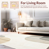 Abstract Horizon Beige Area Modern Earth Tone(Beige)