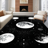 Mystic Moonbeam Black & White Lunar Phase Bath Mat Boho(White)