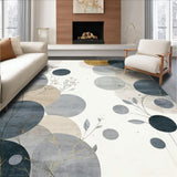 Contemporary Beige and Smoke Area with Abstract Floral Medallion Design(Gray)