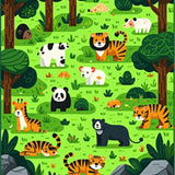Playful Cartoon Safari Motif(Green)