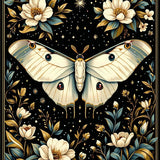 Moody Black Retro Botanical Charm(Black)