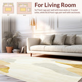 Stylish Beige Area With Cream And Gold Flowing(Beige)