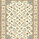 Timeless Beige with Floral Borders Traditional Geometry(Beige)