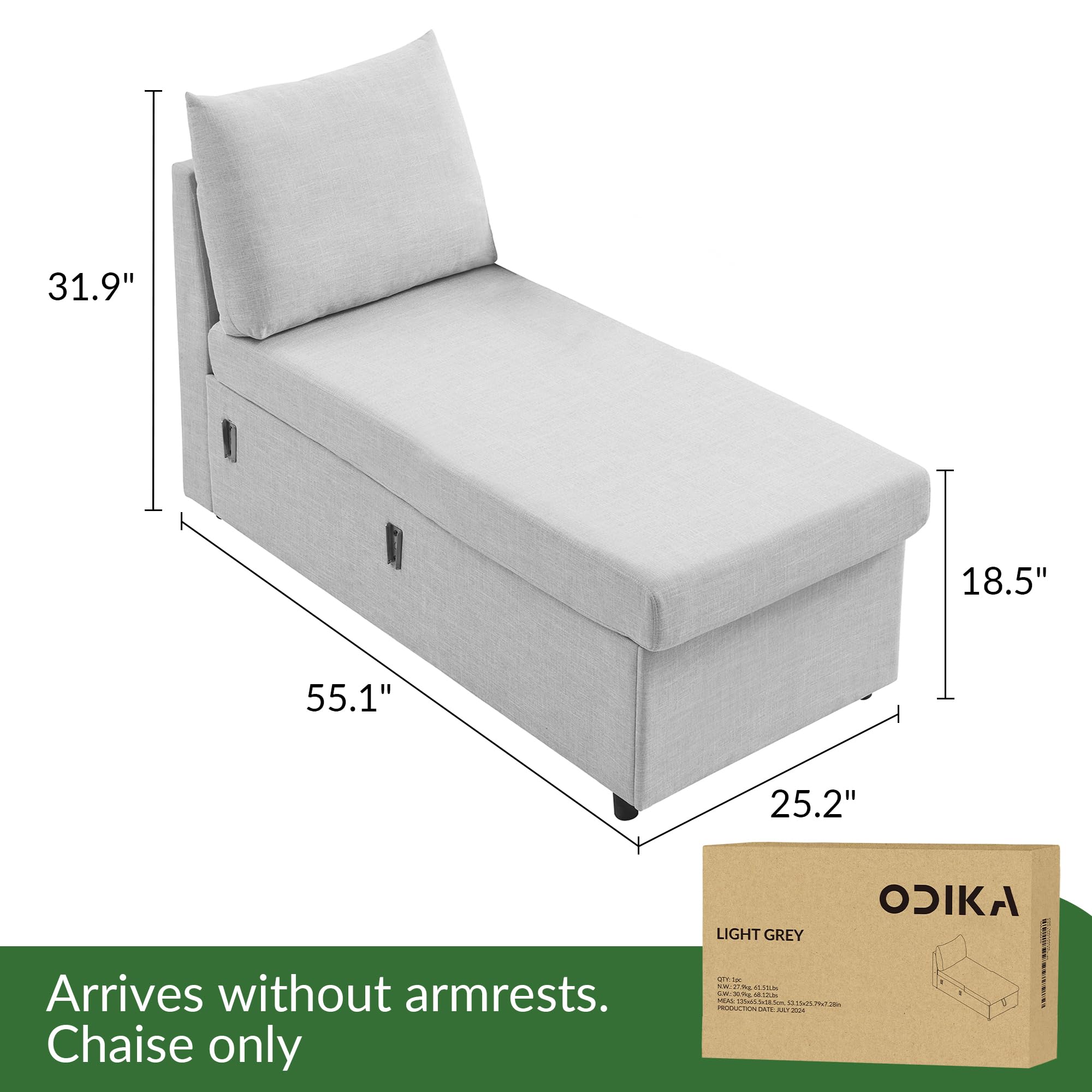 ODIKA Sleeper Sofa Additional Chaise – Chaise for Upgrading Your Existing L - ODIKA