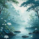 Charming Blue and Green Abstract Scene(Blue)