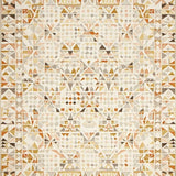 Natural Fiber Symmetrical Boho Geometric Shapes Warm Tones(Beige)