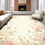 Graceful Beige Butterfly Bloom Area Floral Petal Design(Beige)