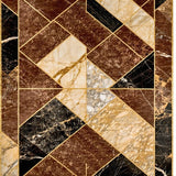 Modern Abstract Area Rug Chocolate Brown with Gold Accents(Brown)