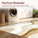 Abstract Waves Area for Home Decor Artistic Swirl Design(Beige)