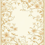 Chic Beige Floor with Delicate Floral Silhouettes and Intricate Vine Work(Beige)