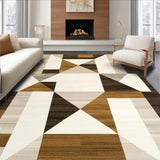 Modern Geometric Durable Non Slip Contemporary Area(Beige)