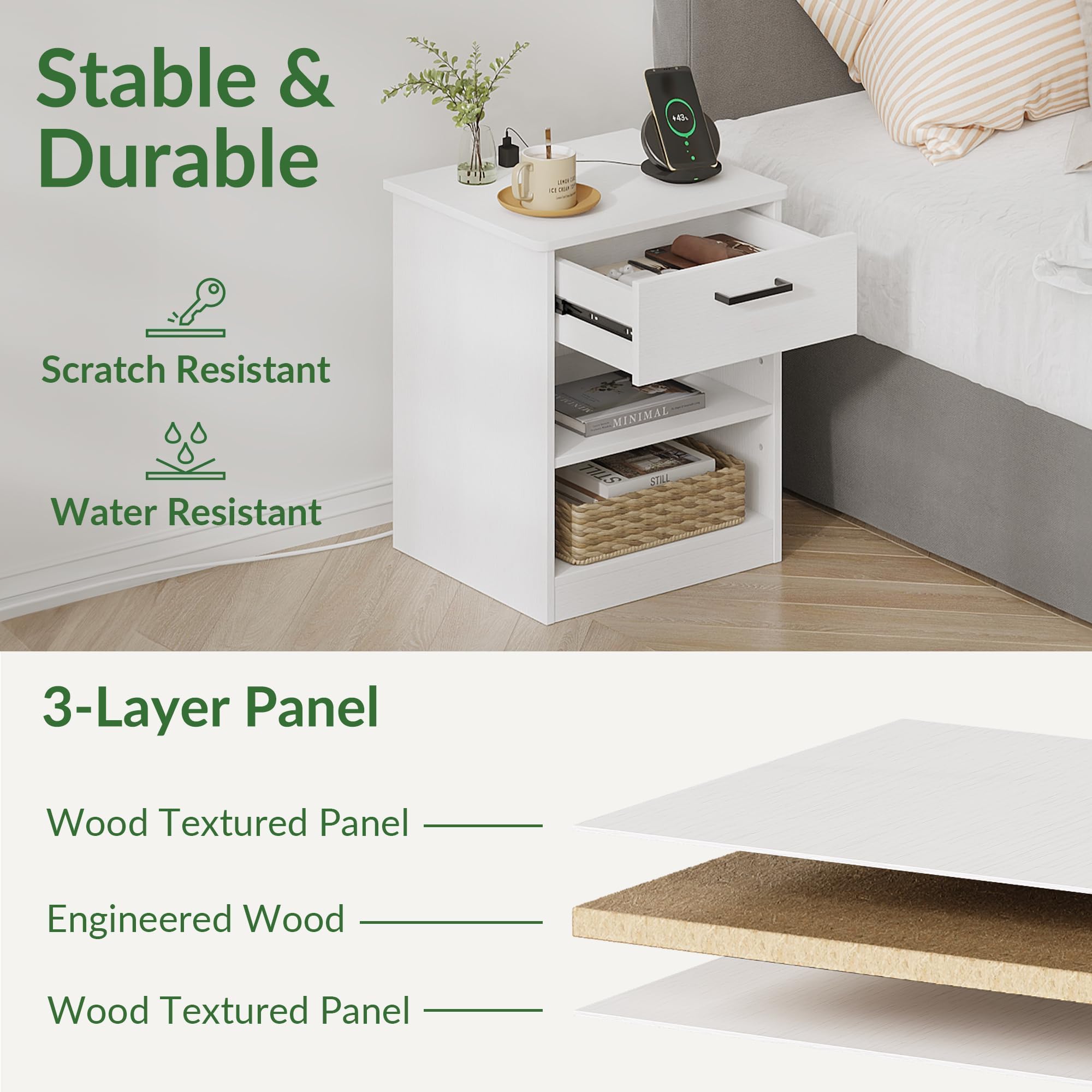 ODIKA Everyday Side Table with Fast Charging Station - ODIKA