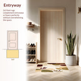 Modern Leaf Cascade Area with Earth Tone Color Blocks and Artistic Bursts(Beige)