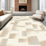 Artisan Abstract Area Showcasing Cream Mosaic with Beige Geometric Overlays(Beige)