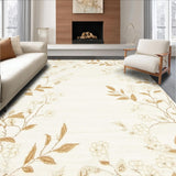 Serene Botanical Accent Gentle Floral Indoor Floor Covering(Beige)
