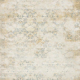 Low Profile Area with Vintage Distressed Lattice and Floral Overlay(Beige)