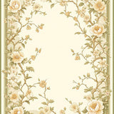 Elegant Garden Floral Area Indoor Entrance Mat Non Slip Hallway Runner(Beige)