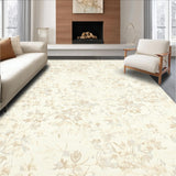 Ethereal Weave Area Ivory & Beige Tones Artistic Floral(Beige)