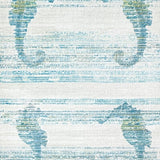 Marine Inspired Light Blue with Stylized Seahorse and Fluid Coastal(Blue)