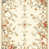 Floral Patterned Area Ivory Beige(Ivory)