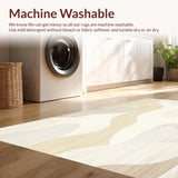 Abstract Cream Swirl Area Modern Neutral Floor Art(Beige)