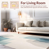 Serene Square Abstract Watercolor Style Beige & Sky Blue Hues(Beige)