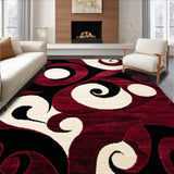 Modern Beige Runner Elegant Burgundy & Black Swirls(Red)