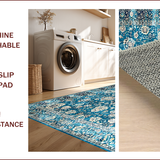 Rustic Distressed Floral Tapestry(Blue)