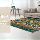 Cabin Decor Brown Teal Area(Beige)