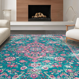 Artful Teal and Rose Symmetry(Blue)