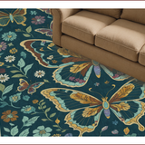 Ultra Soft Area Rug, Non Slip, Stain Resistant, Washable Area Rugs for Living Room, Bedroom, Butterfly Insect Print(Green) - ODIKA