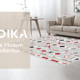 Rustic Red and Grey Tiled Motif(Gray)