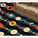 Ultra Soft Area Rug, Non Slip, Stain Resistant, Washable Area Rugs for Living Room, Bedroom, Retro Music Theme Non-Slip Bath Decor(Red) - ODIKA