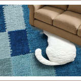 Microfiber Bath Mat with Playful Cat Design(Blue)