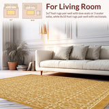 Modern Edge Tan Rug Geometric Pattern Area Rug(Beige)