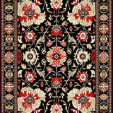 Vivid Flower Motif with Gold Accents(Black)