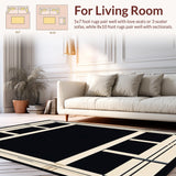 Athens Echoes Geometric Bordered Area Charcoal And Beige Tones(Black)