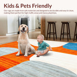 Modern Abstract Area Blue & Orange Woven Design(Orange)