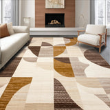 Modern Geometric Area Brown & Beige Contour Cut(Beige)