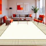 Modern Plaid Bordered Area in Beige and Cream Tones(Beige)