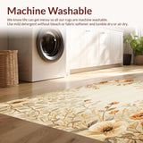 Wild Flower Reversible Area Rug for Patio Deck With Botanical Design(Beige)