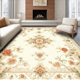 Elegant Entryway Beige Floral Medallion Motif(Beige)