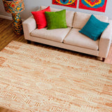 Boho Style Area Rustic Beige Design(Orange)