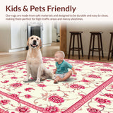 Elegant Floral Area with Timeless Cream and Rose Design(Ivory)