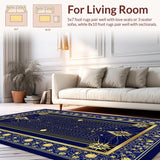 Elegant Trellis Gold Accents(Blue)