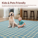Abstract Loops Area Blue Beige Checkered Design(Blue)