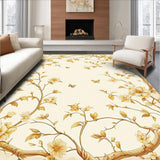 Artistic Beige Ivory Oval with Stylized Floral and Vine Motif(Beige)