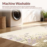 Elegant Wildflower Area Pair Beige Cushioned Kitchen Floor Mat(Beige)