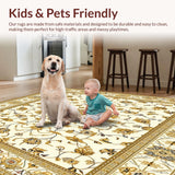 Elegant Floral Area Featuring Gold and Ivory Beige Accents(Beige)