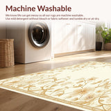 Chic Beige Floor with Delicate Floral Silhouettes and Intricate Vine Work(Beige)